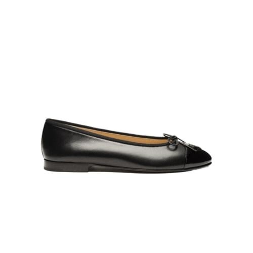 BALLET FLATS Cotton & Patent Calfskin