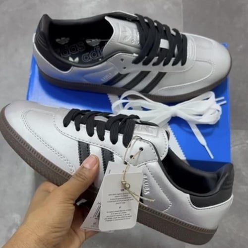 Adidas Samba OG "Silver Metallic/Black/Gum" sneake...
