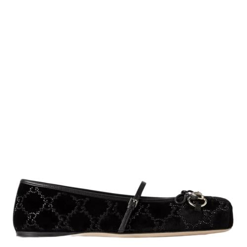 GUCCI Horsebit Mary-jane Ballet Flats in Velvet