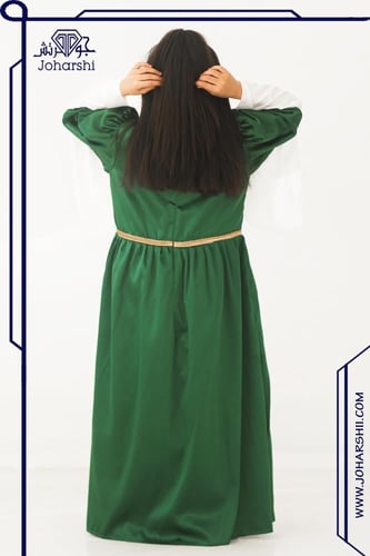 فستان اليوم الوطني للبنات - أبيض وأخضر مع تطريز هو...