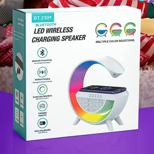 منصة شحن لاسلكي 3 في 1 - اضاءة + مكبر صوت + شاحن ل...