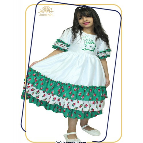 فستان اليوم الوطني للاطفال بطبقات الشالكي الاخضر -...