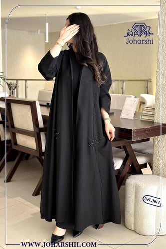 عباية نهى قماش سراميك شك وردات من الامام والخلف