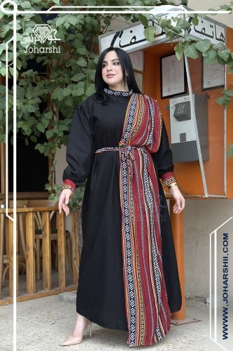 جلابية تراثية سعودية نسائي اللون الاسود بصميم السد...