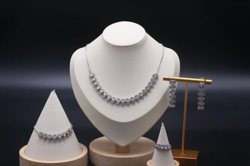 طقم سهره زركون فضي أنيق