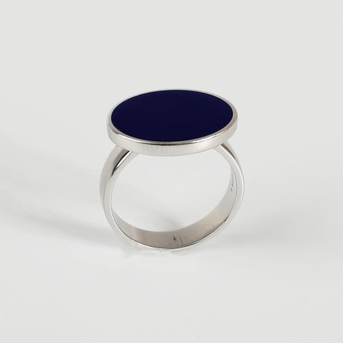 خاتم فضه ملكي كحلي بتصميم بيضاوي عيار 925