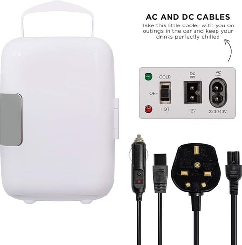 ثلاجة سيارة صغيرة دينكس 4 لتر بتصميم محمول أبيض