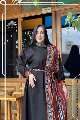 جلابية تراثية سعودية نسائي اللون الاسود بصميم السد...