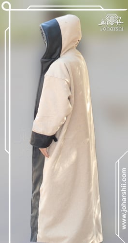 فروة شتوية رجالية دبل فيس جوخ بيج وأسود مع شال أني...