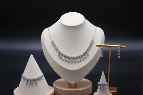 طقم سهره زركون فضي أنيق