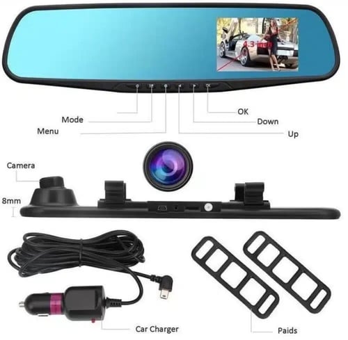مرايا سيارة امامية مع مزودة بكاميرا مع تسجيل داش ك...
