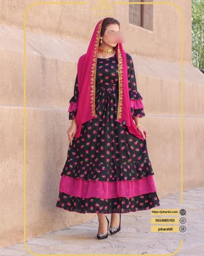 جلابيه شالكي نسائيه مزينة بالورود