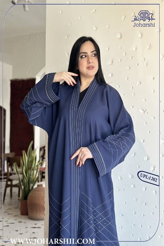 عباية كريب ملكي كحلي فاتح