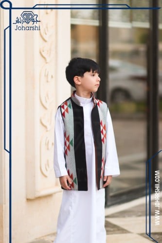 سديري اطفال شتوي جوخ دبل فيس سدو اسود مع جملي