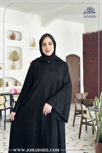 عبايه سودا مشجر لمعه مع شك في الكم - عبايتك