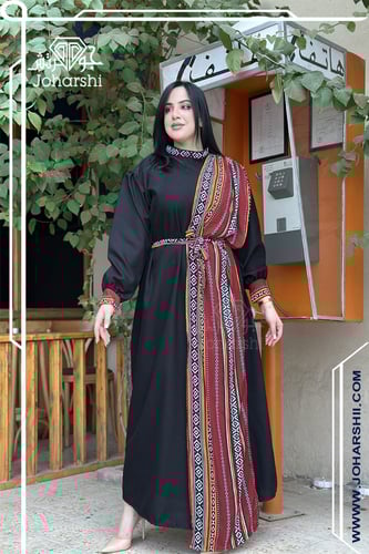 جلابية تراثية سعودية نسائي اللون الاسود بصميم السد...