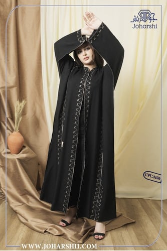 عبايه كتان تطريز اهاري - عبايات مطرزه ذهبي