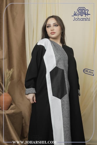 عباية اسود وابيض فاخرة بتصميم شرقي - عبايات توصيل...