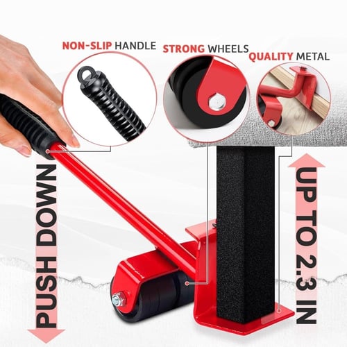 رافعة للأثاث متحركة مع أربع عجلات دوارة لنقل