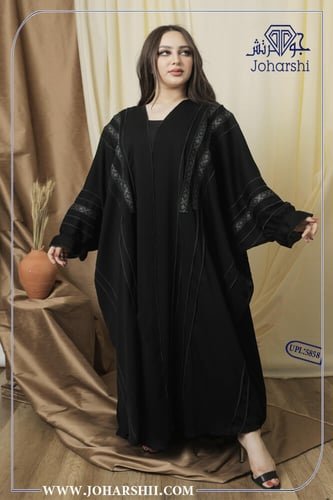 عباية مناسبات اعراس ملونة فخمة كتان تطريز اهاري لف