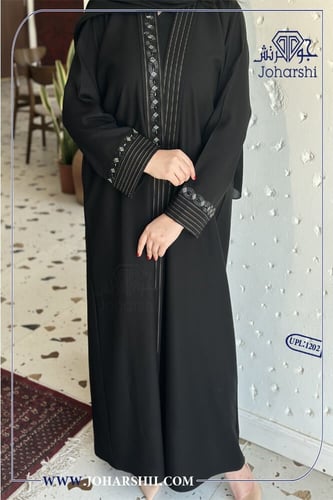 عباية لينن اسود أنيقة مع طرحة مجانية