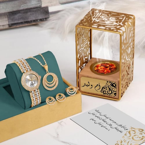طقم هدايا نسائية مميزه وراقية مرصعة بفصوص