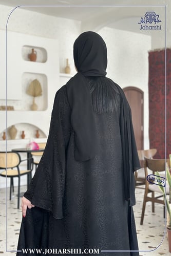 عبايه سودا مشجر لمعه مع شك في الكم - عبايتك