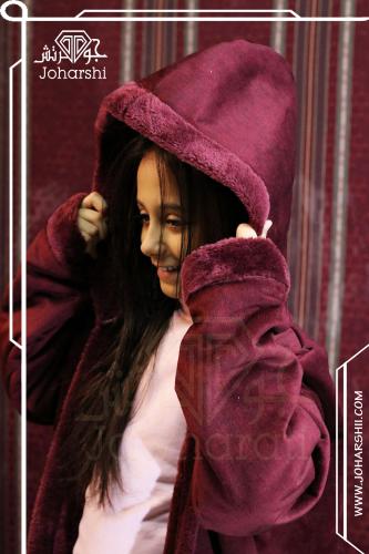 فروة أطفال بالاسم لون عنابي فاخرة شتوية