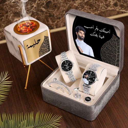 اطقم زوجية راقية مع ساعة وإكسسوارات أنيقة
