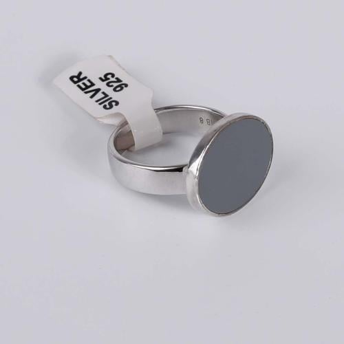 خاتم ملكي فضة عيار 925 بتصميم بيضاوي أنيق لون رصاص...