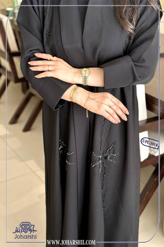 عباية نهى قماش سراميك شك وردات من الامام والخلف