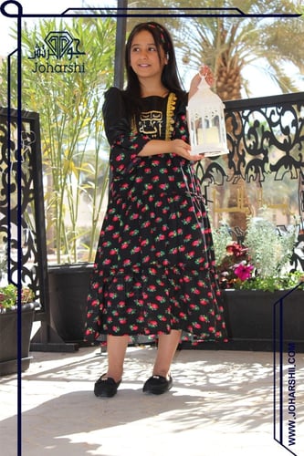 جلابيات رمضان اطفال بناتي لون اسود شالكي