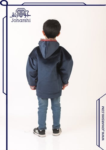 هودي اطفال اوفر سايز شتوي هليله ساده كحلي