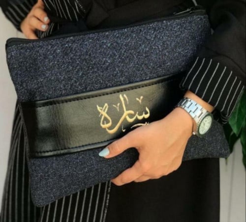 شنطة باوتش نوتيد قماش و حزام جلد متعددة الوان