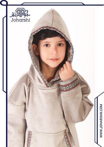 هودي اطفال شتوي اوفر سايز هليله بسيطة رصاصي
