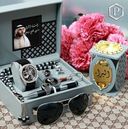 اطقم هدايا رجالية راقية ساعة جلد وكبك وسبحة
