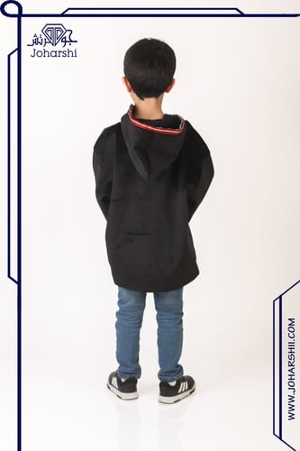 هودي اطفال اوفر سايز شتوي هليله ساده اسود