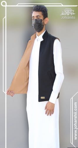 سديري رجالي شتوي دبل فيس لون اسود و بيج - سديري جو...