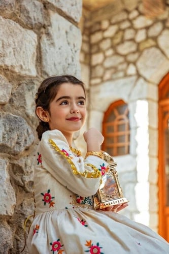 فستان رمضاني بناتي فاخر بتصميم أنيق