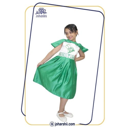 فستان اليوم الوطني للاطفال كلاسيكي الاخضر - لبس ال...
