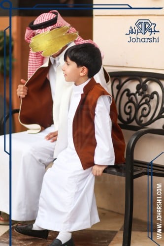 طقم سديري دبل فيس ابيض مع جملي للأب والابن