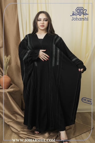 عباية مناسبات اعراس ملونة فخمة كتان تطريز اهاري لف