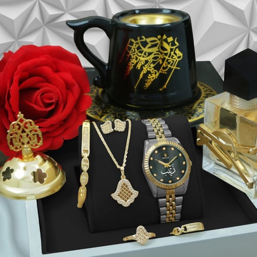 اطقم هدايا نسائية راقية مع تصميم الاسم الشخصي