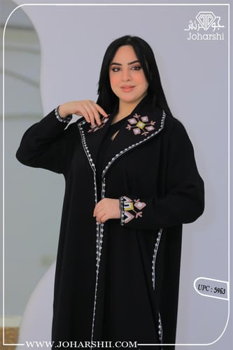 عباية مطرزة بخيوط ملونة - عباية فخمة بتصميم أنيق