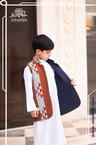 سديري اطفال شتوي دبل فيس كحلي مع جملي مع قماش السد...