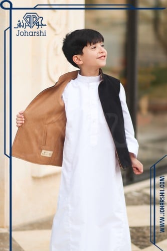 سديري شتوي دبل فيس أطفال لون اسود مع بيج