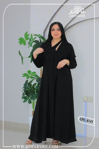 عباية سوداء فخمة كريب ملكي - عبايتك ABATIK