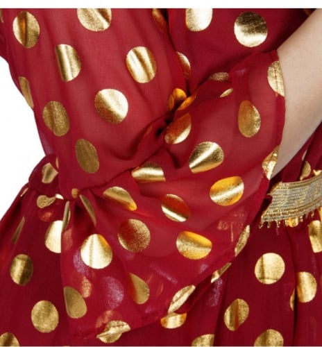 جلابيه احمر منقط ذهبي