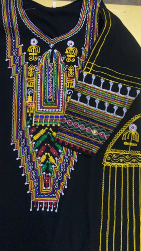 ثوب عسيرى كريب تطريز كامل مخصر