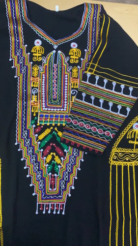 ثوب عسيرى كريب تطريز ملون جامبو